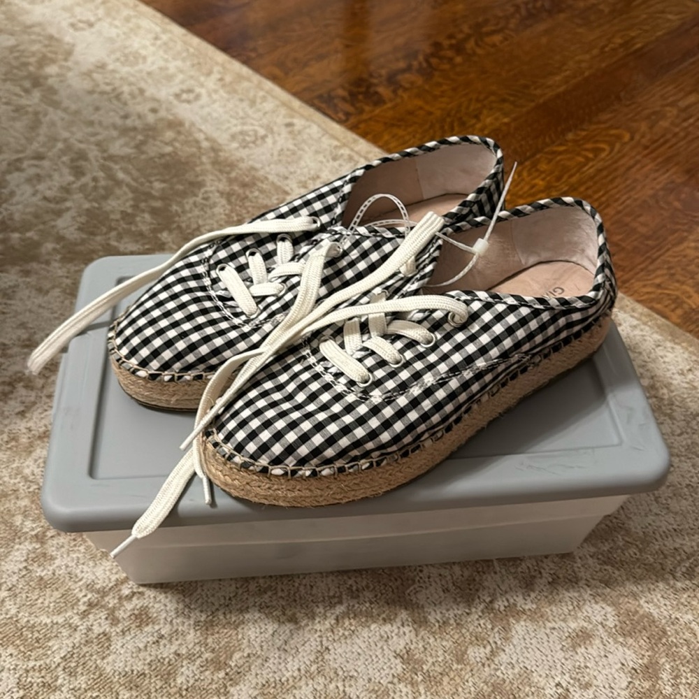 Never worn black gingham espadrilles